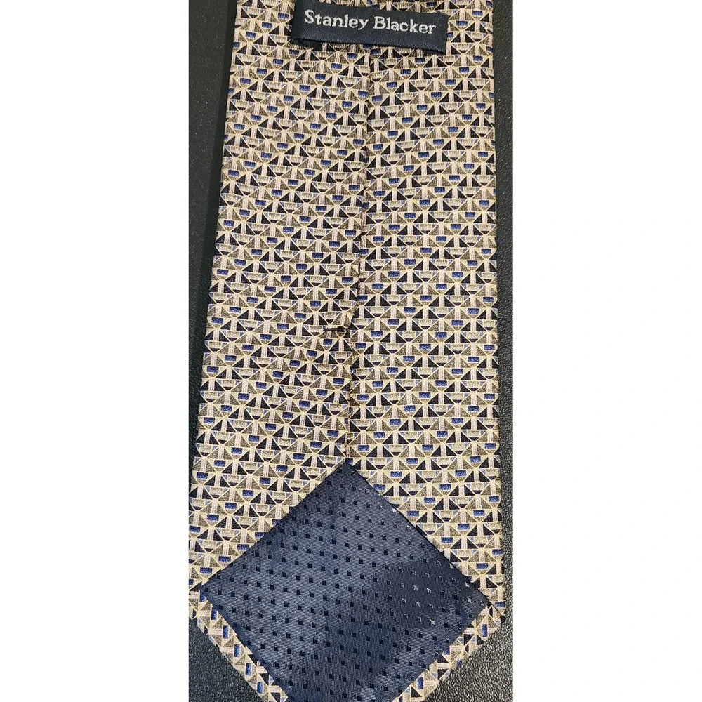 Stanley Blacker Men's Silk Tie Multicolor Geometric Diamond XL 59.5